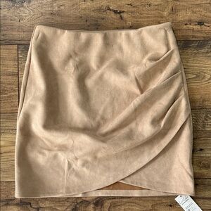 Cupshe Tan Faux-Suede Wrap Mini Skirt